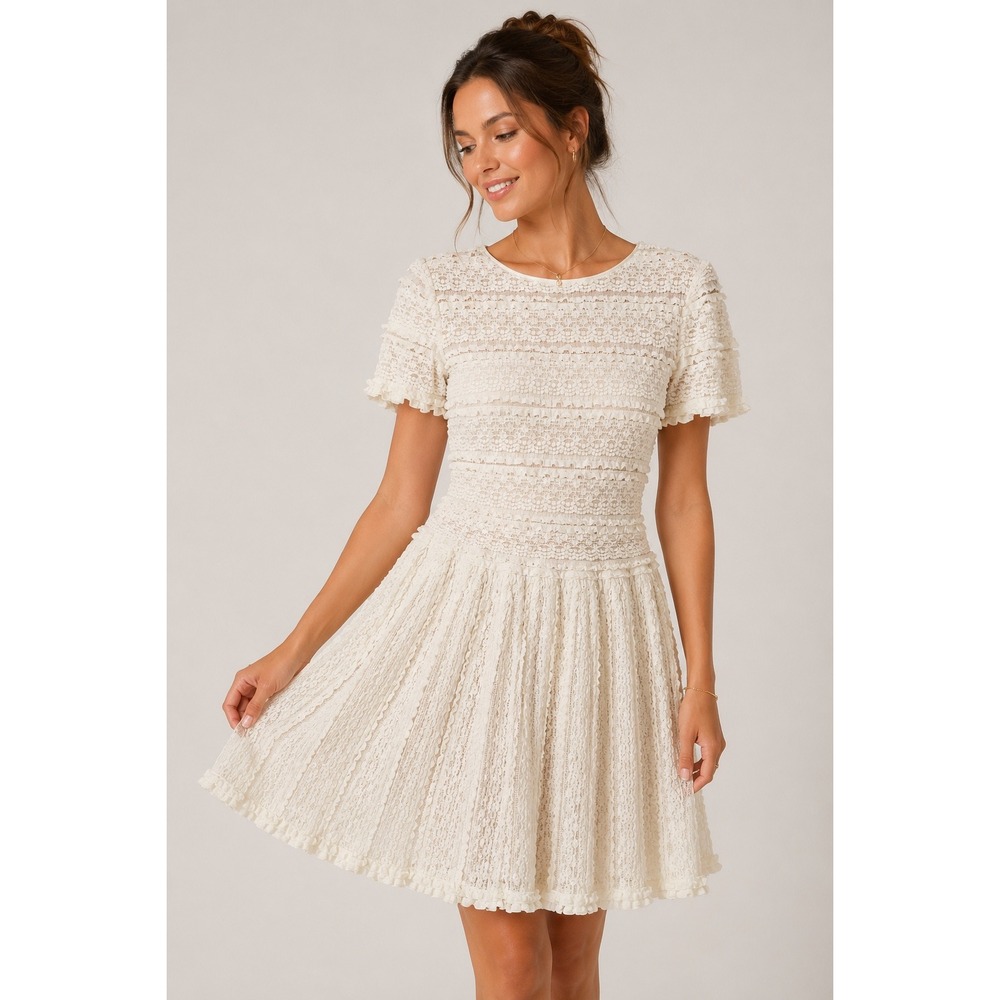 SHO Ivory Lace Fit & Flare Dress Medium Coquette Cottagecore Bridal Tea Party